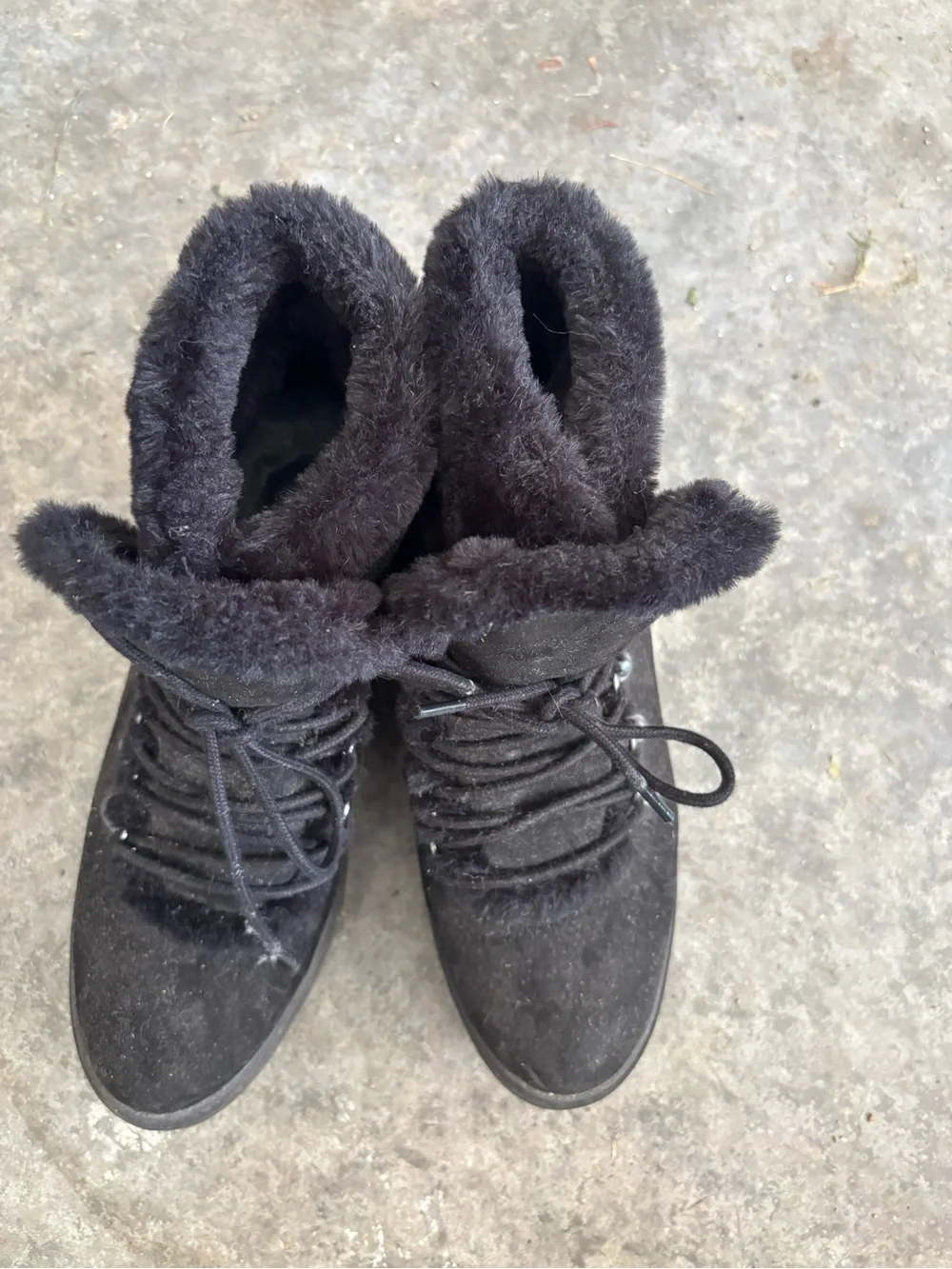 Target Black Faux-Fur Lace-Up Winter Boots